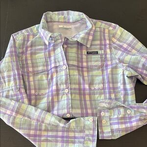 Columbia flannel Shirt - Lavender and Mint Plaid